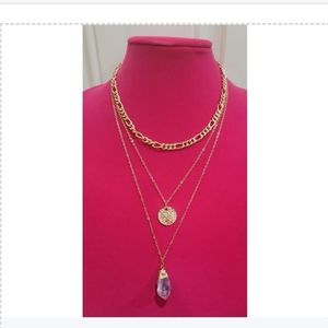 Stone Charm Layered Necklace